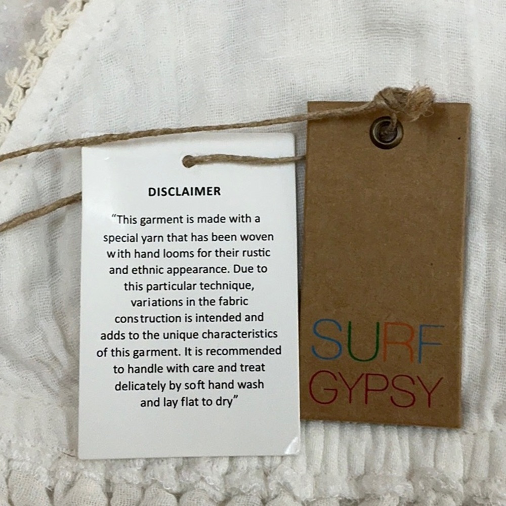 NWT Surf Gypsy top crop soft cotton embroidery tie at back  M adjustable straps - Picture 9 of 12